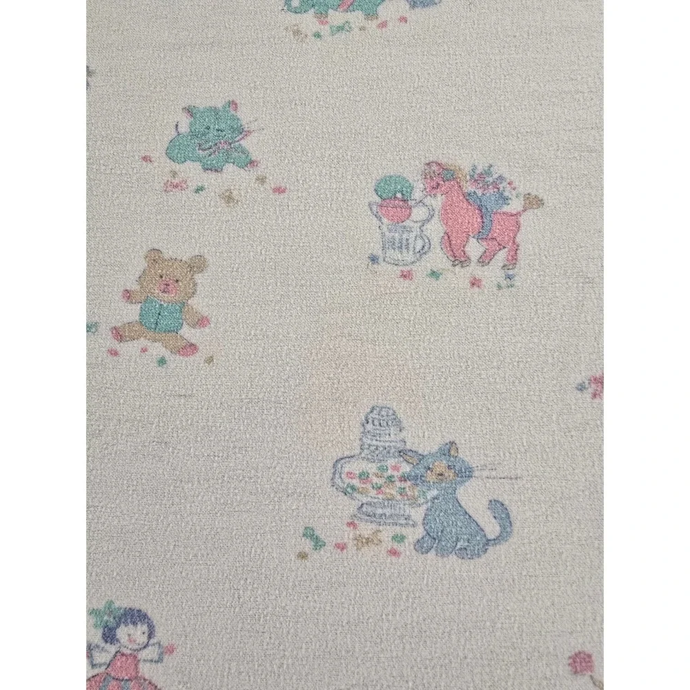 Vintage 90s‎ Baby Receiving Blanket Swaddle Animals Dolls Pastel Print 41x26